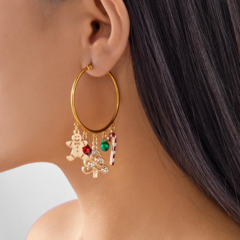 Christmas Tree Drop Earrings For Women Zircon Snowman Bell Earring Party Jewelry