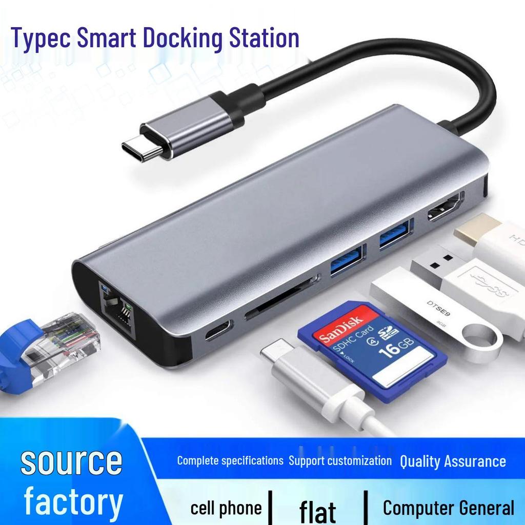 4K HDMI Type-C Docking Station: Gigabit Ethernet & Multi-Function USB Expansion for Tablets, Phones, Computers