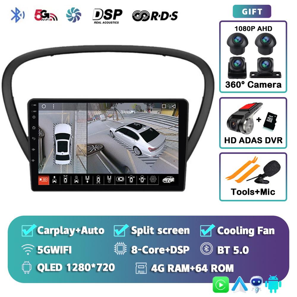 Android 14 Wireless Carplay Auto Car Radio For Peugeot 607 2002-2010 Multimedia Video Player Navigation GPS Stereo 2din 2DIN DVD