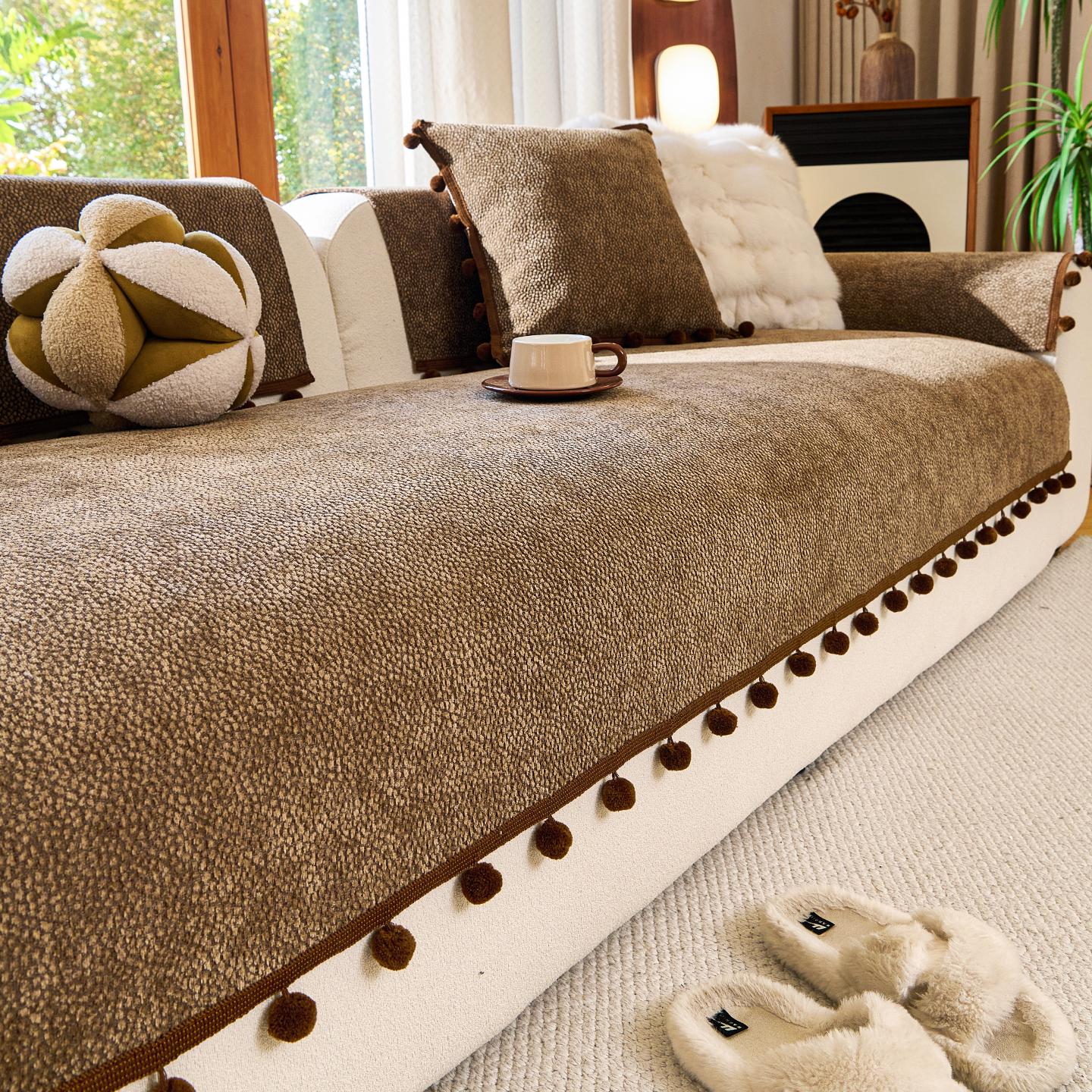 2026 All-Season Anti-Slip French Chenille Sofa Cover Custom Pad 100/sq.m