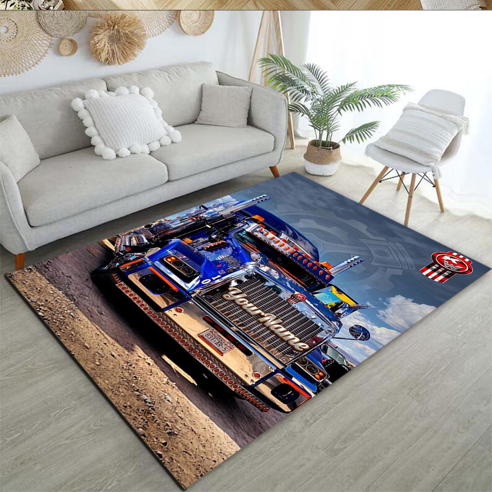 Kw Heavy Trucks Personalized Name Carpet Perfect for Hallway Dining Room Study room Kitchen Antislip Carpet Anime Office Decor Wedding Party Gift