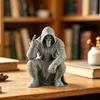 3D Printed Mini Hooded Skull Figurine, Dark Style Desktop Ornament, Cool Rock Gesture Skeleton Decor for Study Room E-Sports Room