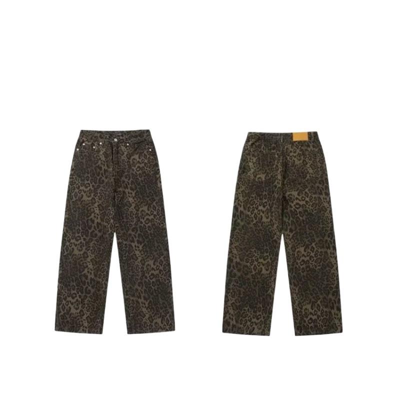 Unisex Retro-Freizeithose mit geradem Bein und Leopardenmuster