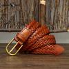 Men's Genuine Leather Braided Belt Cowhide Handmade Woven Pin Buckle Couple's Casual All-match Belt