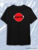 VETEMENTS Black Crew Neck Short Sleeve T-Shirt with Red Saw Blade Circle Print and Vetements Most Wanted Text