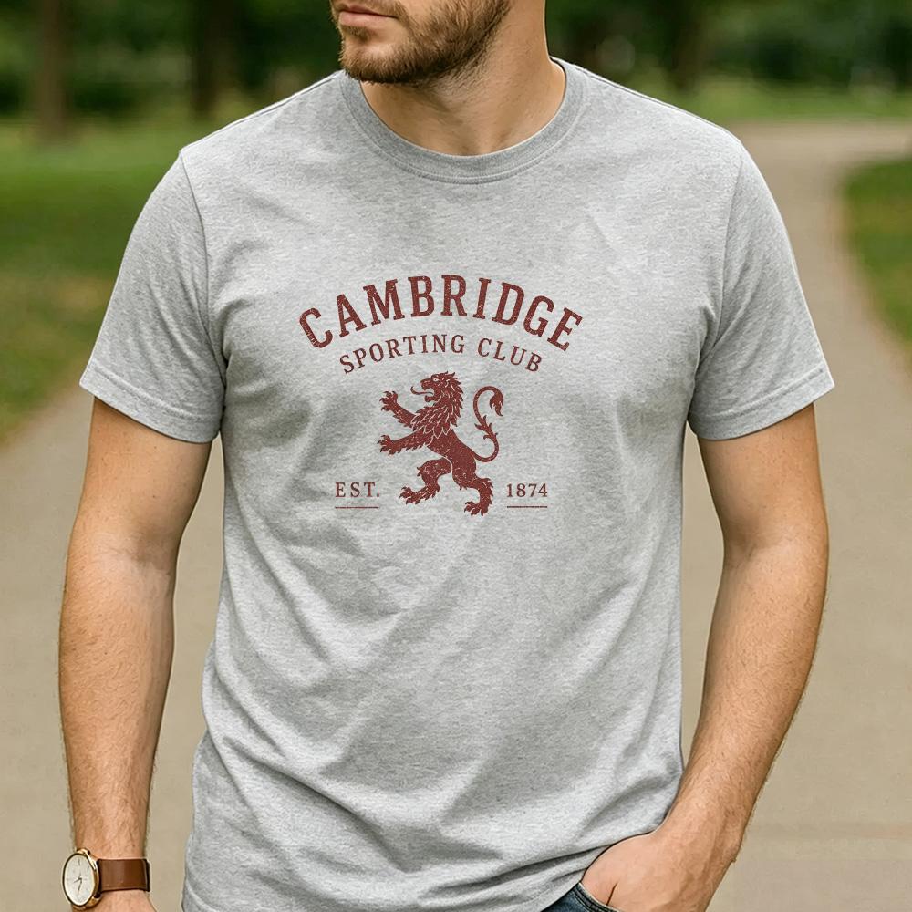 Cambridge Sporting Club Lion Est 1874 Graphic T Shirt Unisex Crew Neck Short Sleeve Sports Fan Holiday Gift Tee