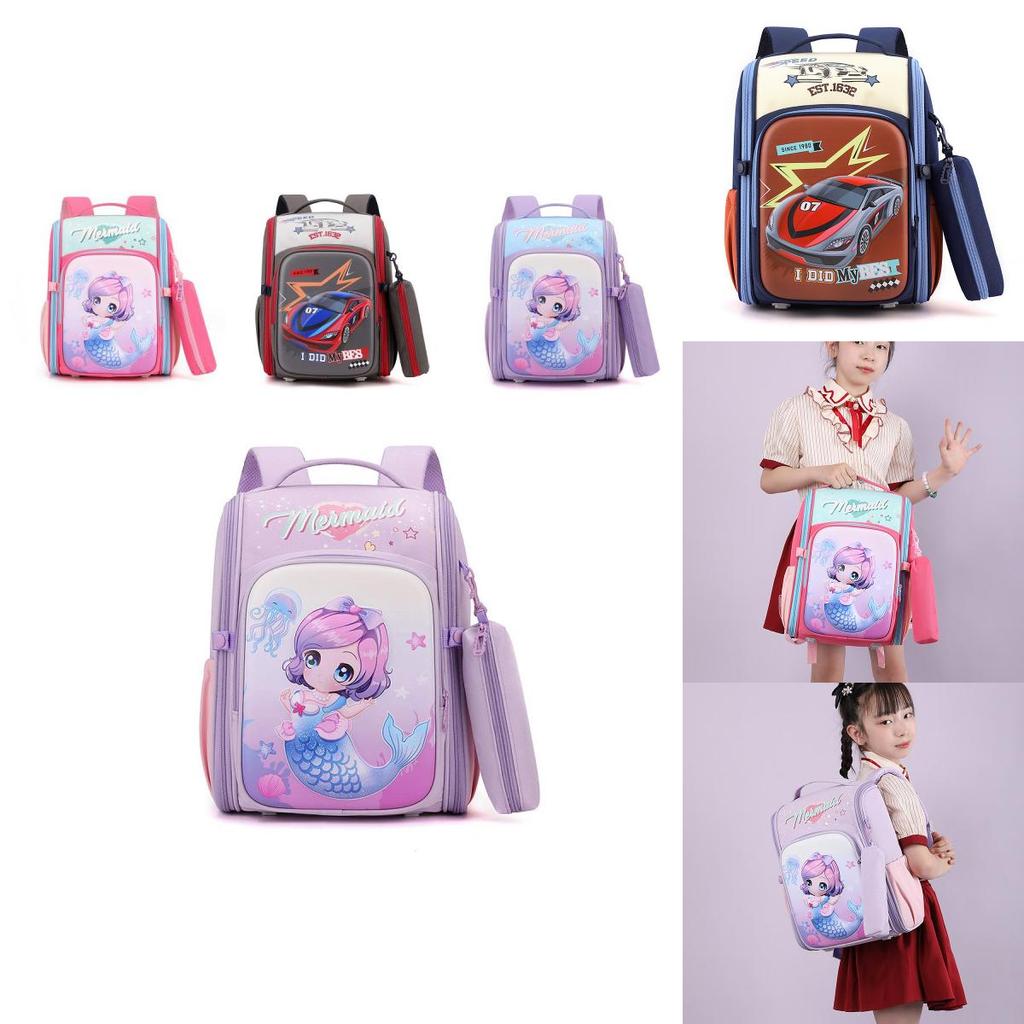Adorable Lightweight Nylon School Backpack For Kids Grades 1 To 6 With Spacious Capacity