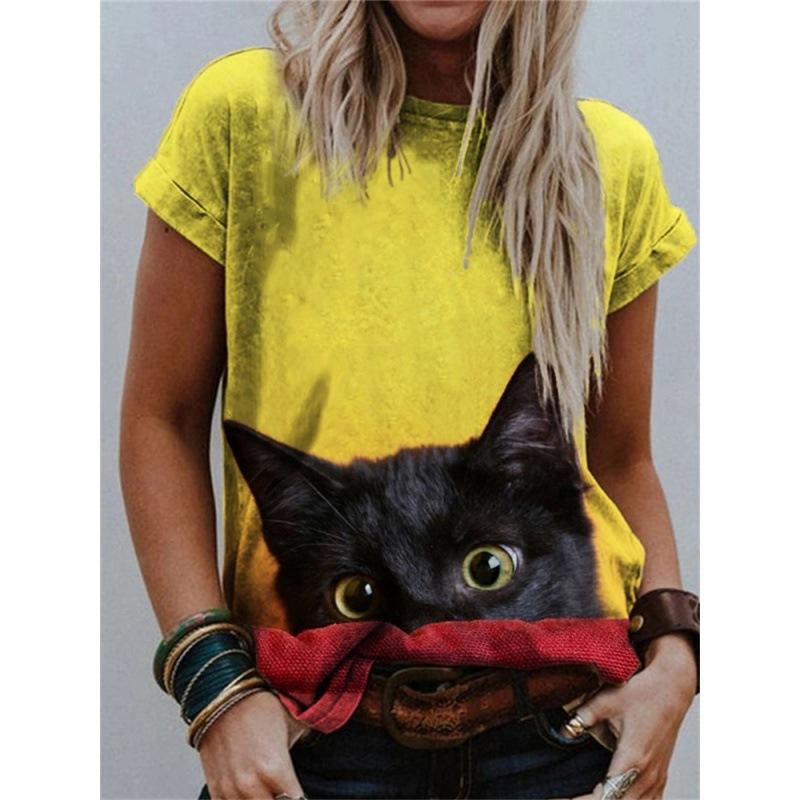 Damen T-Shirt Kurzarm 3D Gedruckt Trendige T-Shirts