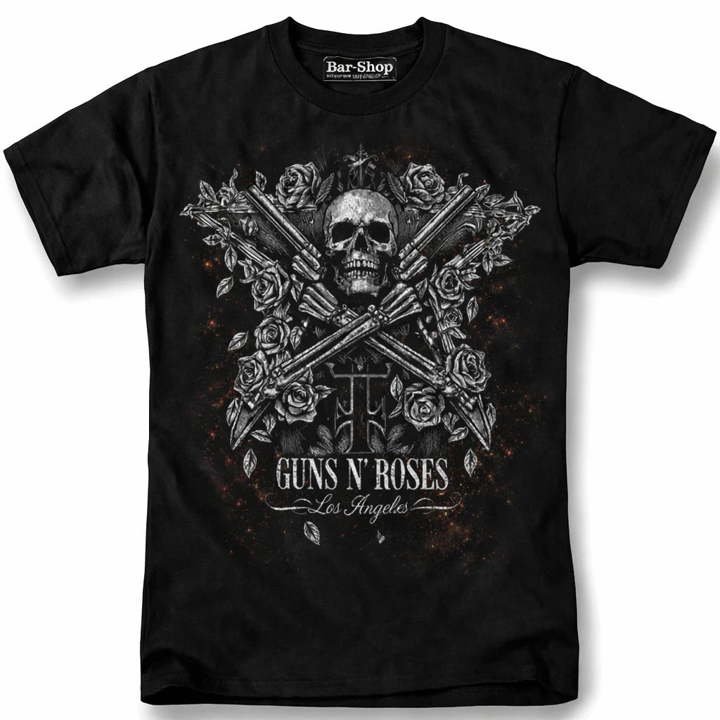 Guns N Roses Skeleton Guns T Shirt Hard Rock Band Mens Black Cotton Unisex S-4XL S