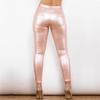 Shascullfites Melody Women's Pink Skinny Leggings Faux Leather Stretch Elastic Casual Sexy Pants with Fleece Lining