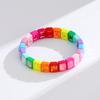 Elastic Zirconia Enamel Bangle Colorful Macaron-colored Bracelet Women Rainbow Beaded Bracelets