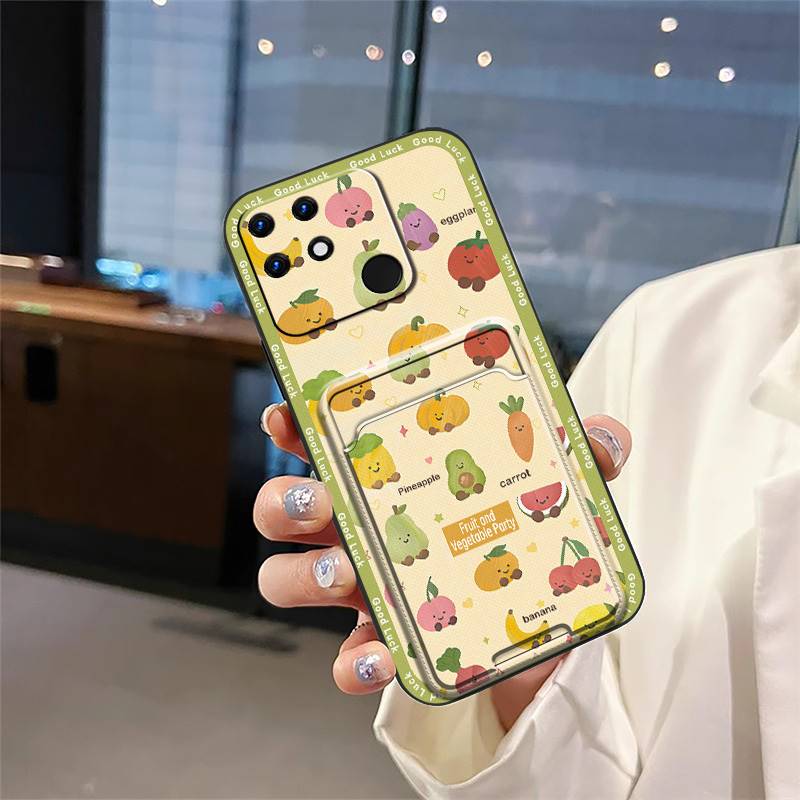 Card Slot Back Cover Phone Case For OPPO Realme Narzo 50A Protective Durable Dirt-resistant Cartoon TPU Shockproof Cute