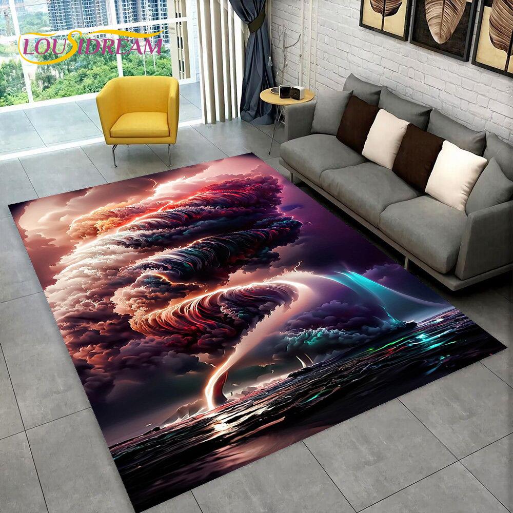 3D Natural ,Tornado, Cloud Twister Area Rug Large,Carpet Rug for Living Room Bedroom Sofa Doormat Decoration, Non-slip Floor Mat