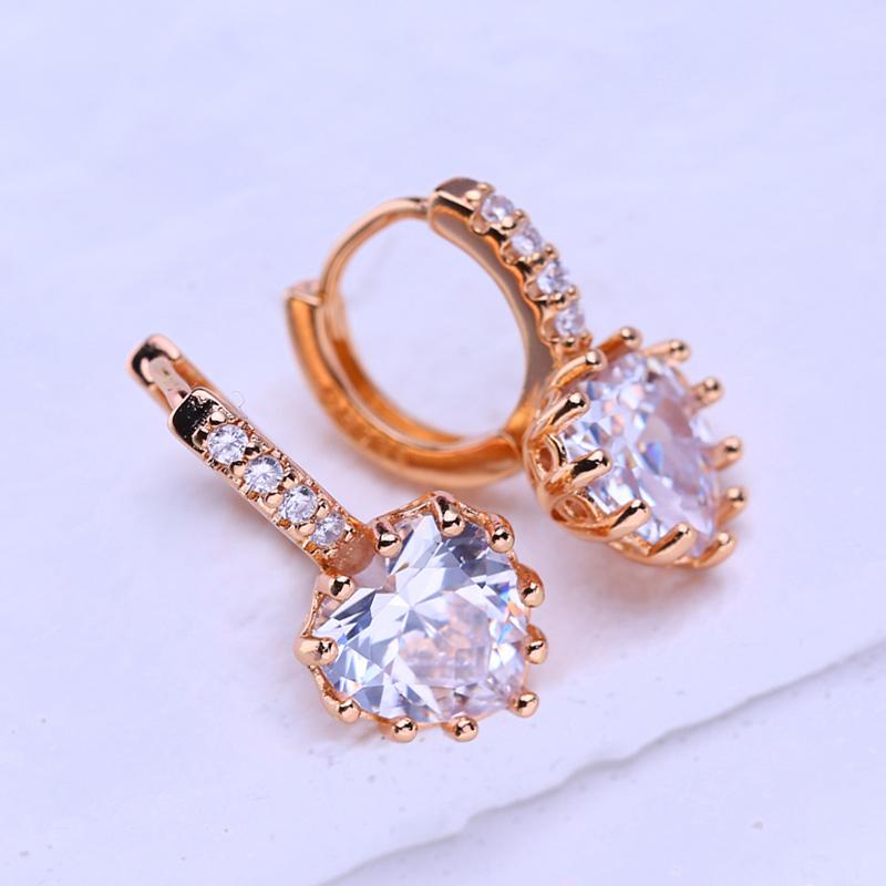 LSOOYH klipové náušnice růžové zlato módní náušnice pro ženy oválné náušnice s krychlovými zirkony šperky šperky