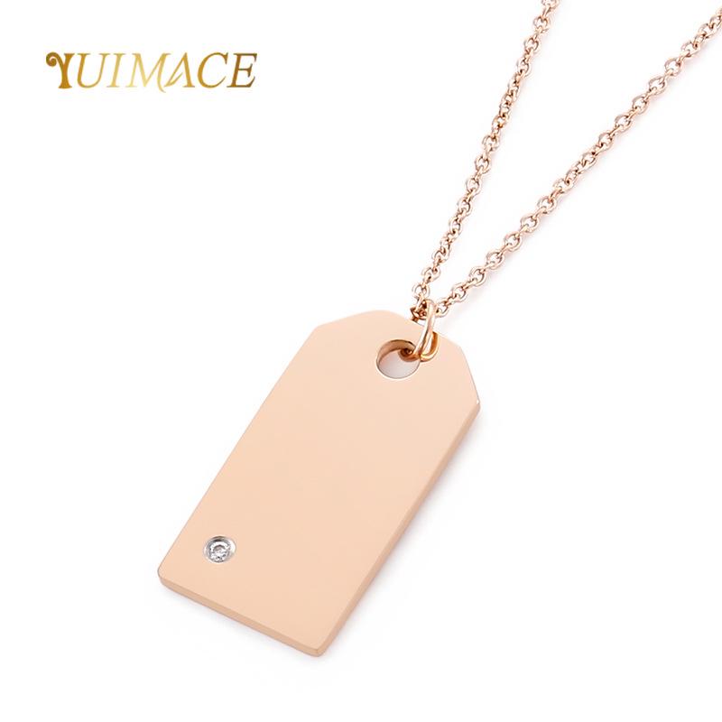 Korean Style Stainless Steel Diamond Inlaid Dog Tag Couple Necklace