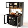 Kitchen Cabinet Tall Storage with LED Lights, Pantry with 3 Drawers and 4 Storage Cabinets, Display for Living Room and Dining Room, 120 × 40 × 170 Cm