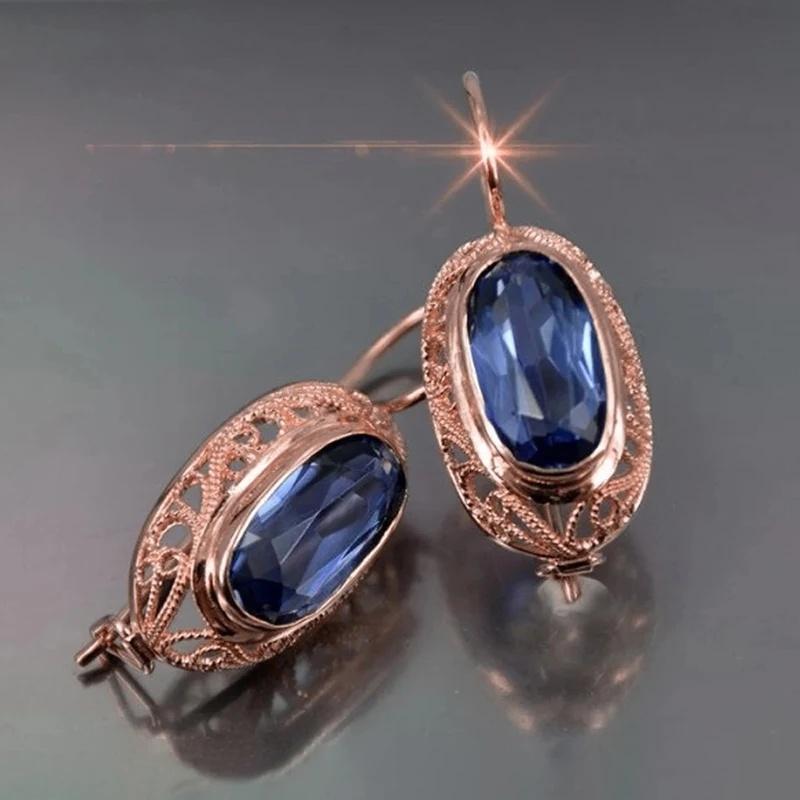 

CAOSHI Vintage Dangle Earrings for Women Blue Color/Red Color Cubic Zirconia Simple Female Zircon Wedding Anniversary Party