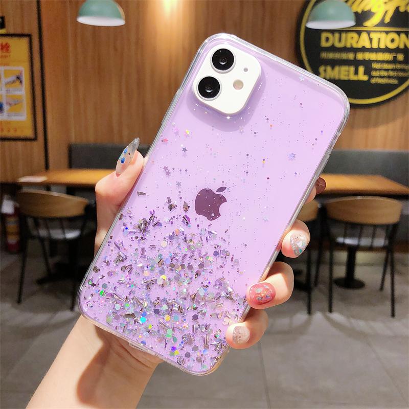 Bling Starry Sky Phone Case For iPhone 16 promax 15 14 Plus 13 12 Pro 11 Xs Max X XR 7 8 SE Glitter Star Shiny Transparent Cover