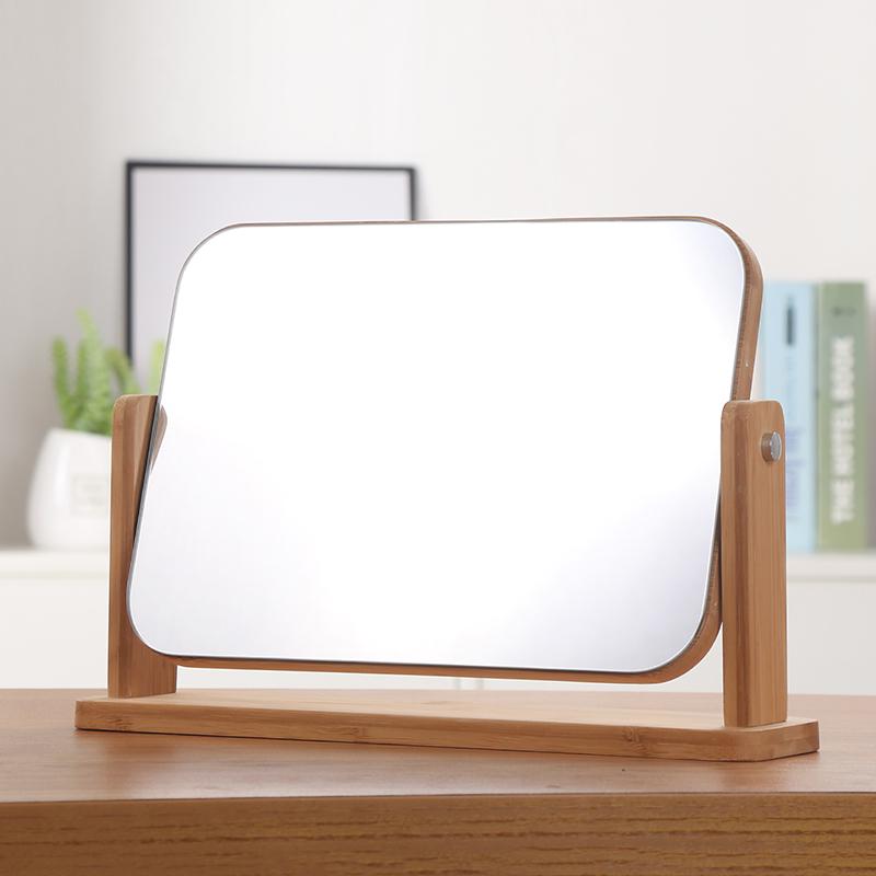 Desktop Double-Sided Magnifying Makeup Mirror, European Style, Solid Wood, HD Beauty Mirror