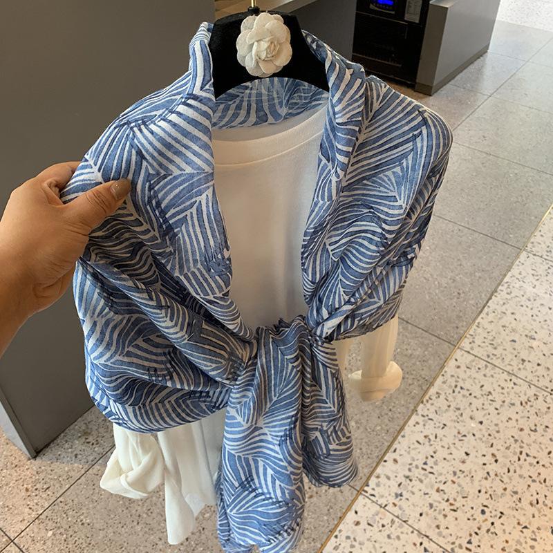 Summer Silk Scarf Shawl Sun Protection Dual-Purpose Yarn Scarf Scarf Spring And Autumn Ethnic Style Versatile Decorative Cotton And Linen Scarf