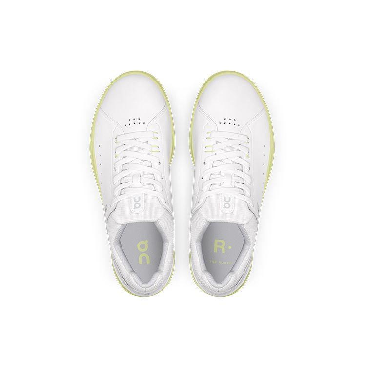 On Roger Synthetisches Leder N-Slip Abriebfest Leicht Low-Top Sneakers Damen Sneakers Weiß Grasgelb 48.98958