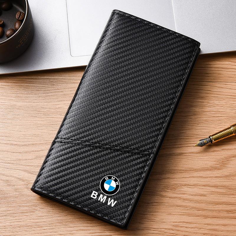 Leather Car Logo Men Long Wallet Gift Card Ticket Storage Bag For BMW X3 X5 M5 M3 E46 E90 E60 F10 F30 E36 G30 E87 E70 E30 G20 cybf04
