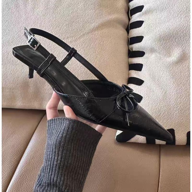 Moda 2025 Lato Nowe Szpiczaste Proste Płytkie Wygodne Damskie Sandały Gladiatorki Odzież Wierzchnia Pasek na Pięcie Damskie Sandały na Wysokim Obcasie