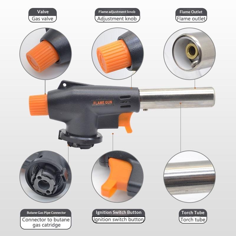 New Outdoor Camping Welding Gas Burner Flame Torch BBQ Cooking Ignition Flamethrower Portable Gas Torch For Cooking And Camping