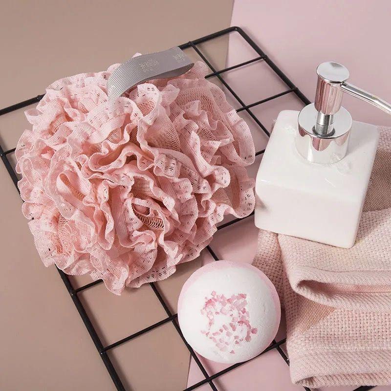 

Мягкий шарик для ванны Аксессуары для ванной комнаты Ежедневный уход за кожей Пенящийся скраб для тела Подвесная губка для душа Чистящие средства Бытовая техника розовый