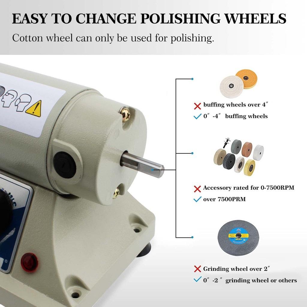 Double-Head Tabletop Cloth Wheel Polisher Small Power Adjustable Speed Double Head Polisher Desktop Jewelry Polishing Machine