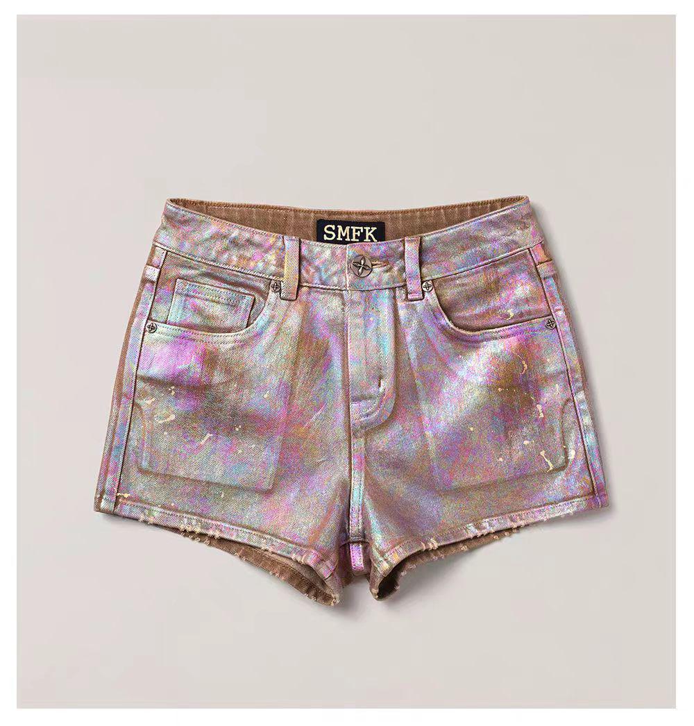 SFK Wild Continent Splatter Ink High-Waisted Straight Jeans S