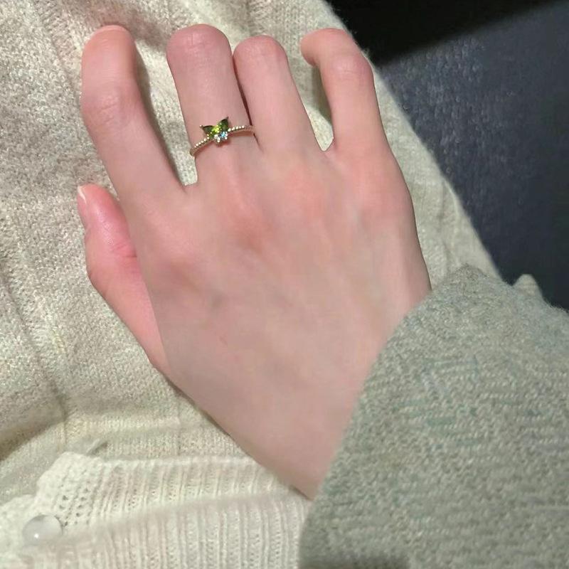 Schmetterling Emaille Bunter Ring für Frauen Verstellbares Offenes Design Einzigartiger und Schicker Schmuck