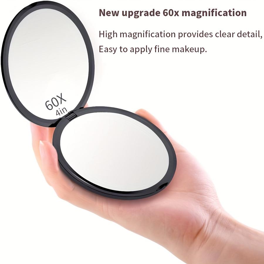 60X Portable Makeup Mirror Travel Magnifying Double-sided Folding Vanity Mirror High Definition Glass Portable Pocket Mirror