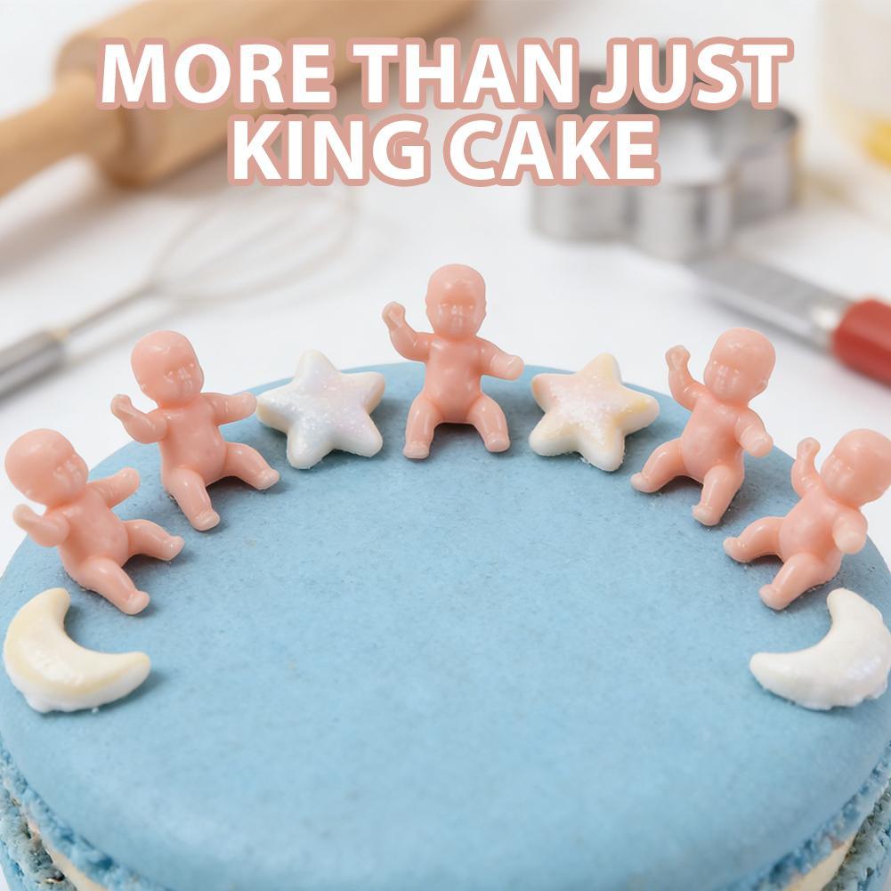 30 STUKS Koningscake Baby's Miniatuur Beeldjes Plastic Mardi Gras Decoraties voor Babyborrels Gender Reveal Feest Bedankjes