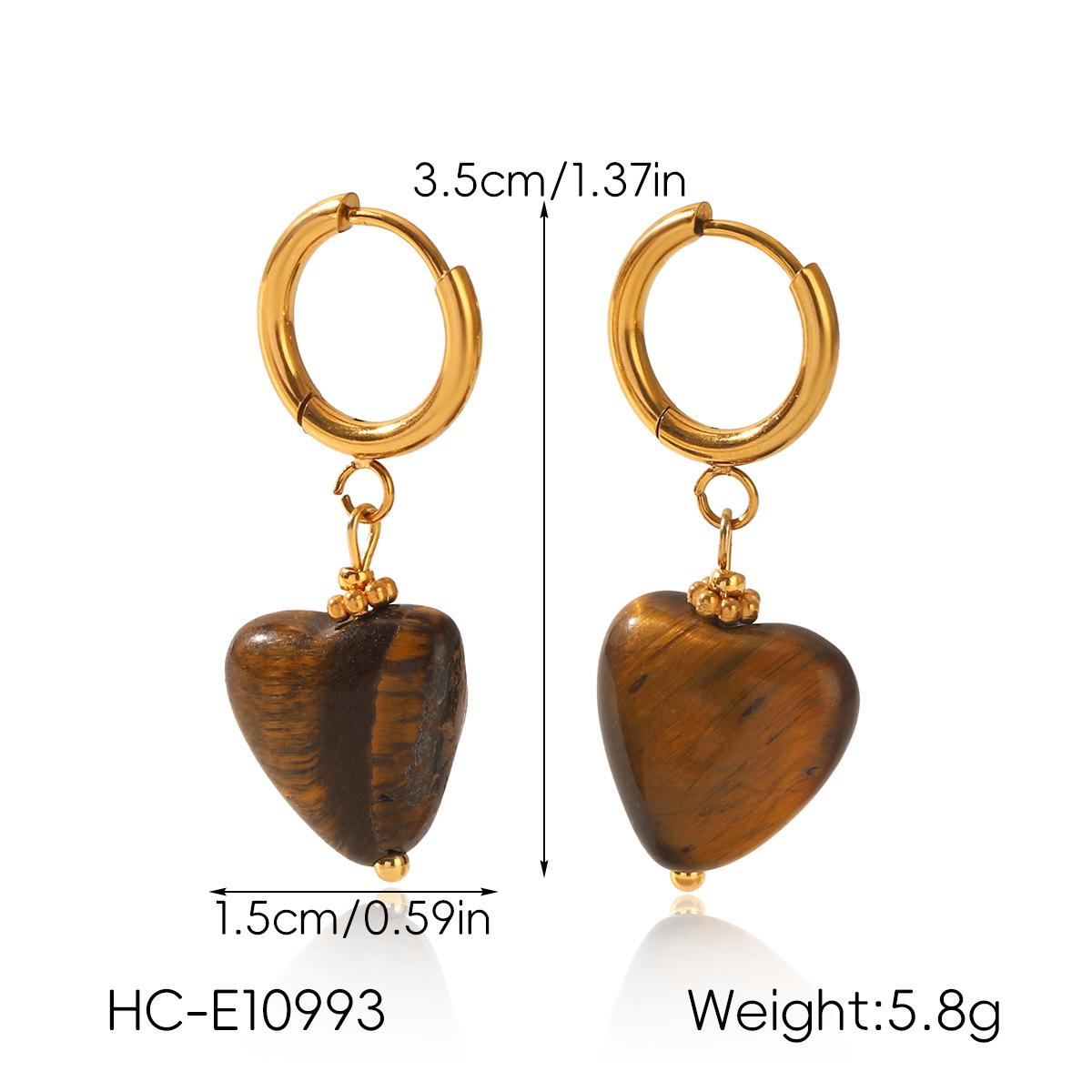 

French vintage Maillard style mid-century earrings, niche unique tiger eye ear jewelry, niche design titanium steel accessories