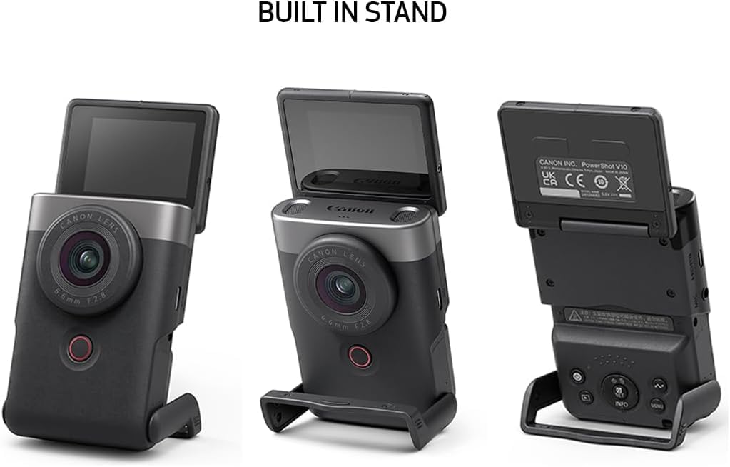 Canon PowerShot V10 Content Creator Compact Vlog Camera with Fixed 19mm 4K Face Live and Black Camera, Wide-Angle Lens, Video, Detection, Built-in