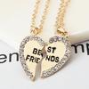 2 Pcs/Set  Best Friends Love Heart Pendant Charm Chain Necklace Jewelry  (Size: One Size, Color: Sil