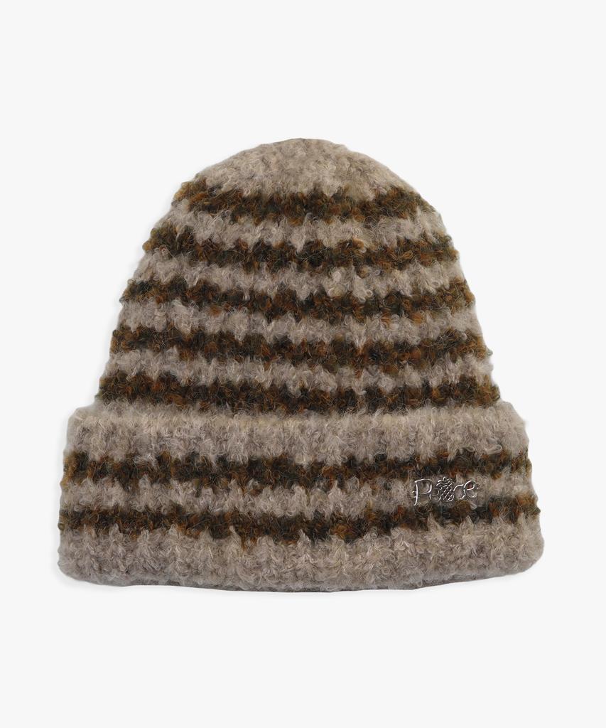 PINK PINEAPPLE Fluffy Stripe Beanie _Beige