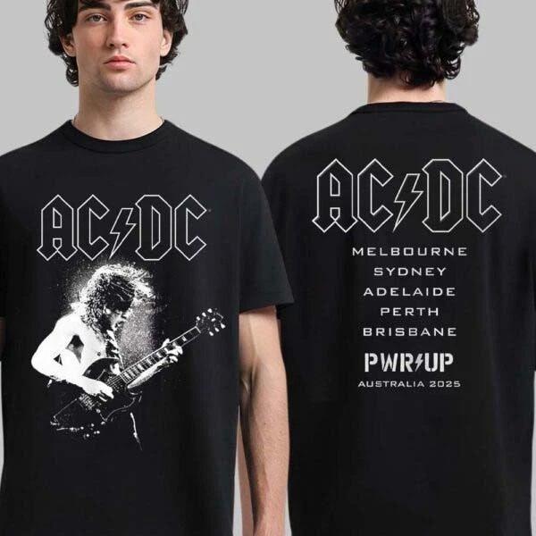 AC DC PWR UP 2025 Australian Tour Product Tshirt Summer Mens Womens Casual Fashion Breathable Pure Cotton Tshirt
