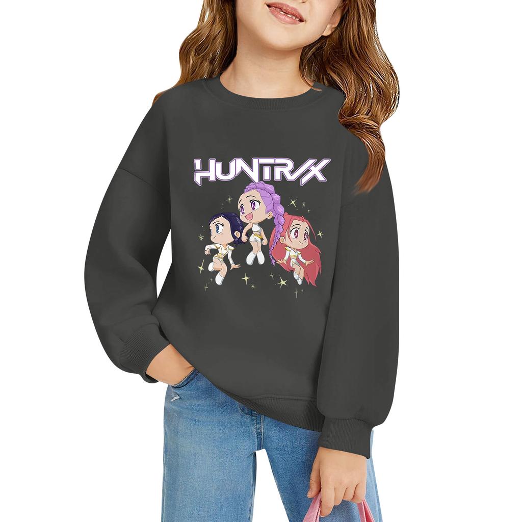 Kids' Long Sleeve Loose Pullover Letter Printed Round Neck Sweatshirt