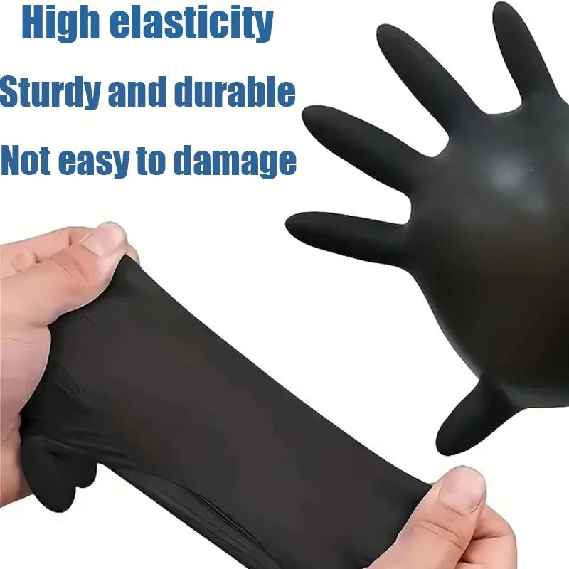 100PCS Nitrile Disposable Gloves Black Thickened Durable Household Cleaning Waterproof Food Handling Cleaning Tools for Kitchen