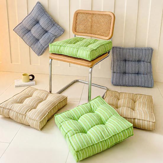 18" X 18" Seat Cushion Thickened Square Office Chair Pad Striped Soft Padded Hip Cushion Modern Floor Sitting Pad for Home Living Room Bedroom