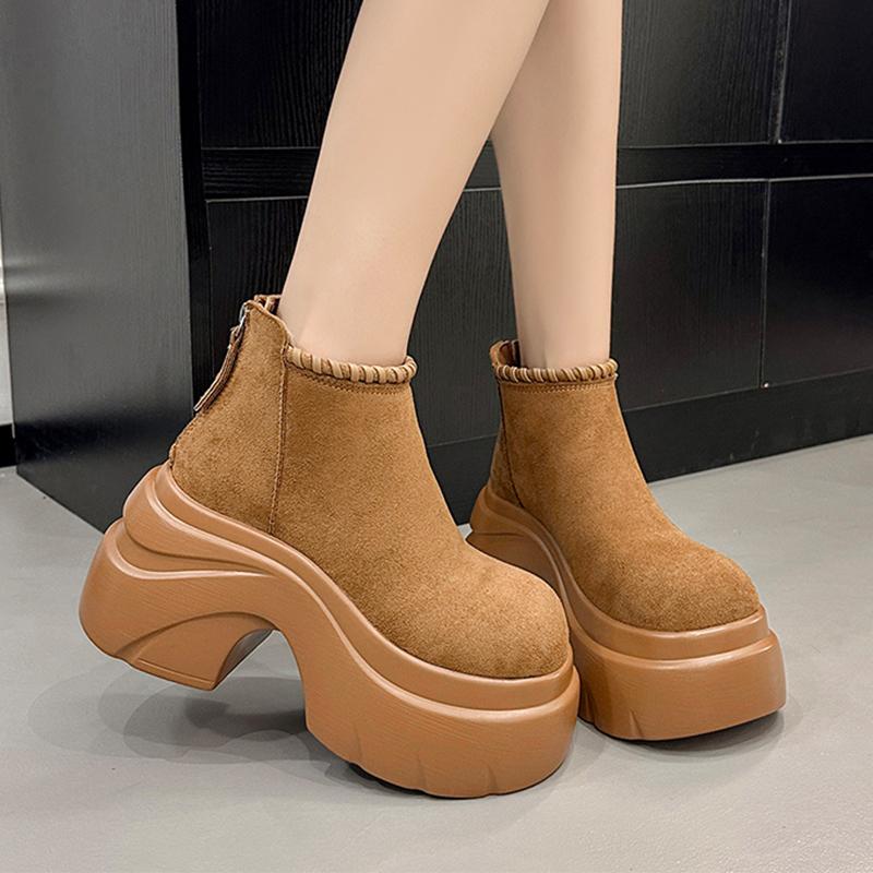 High Heels Ankle Boots Women's Platform Suede Fashion Shoes  Sport Winter Boots New Casual Walking Cozy Dress Mujer Botas