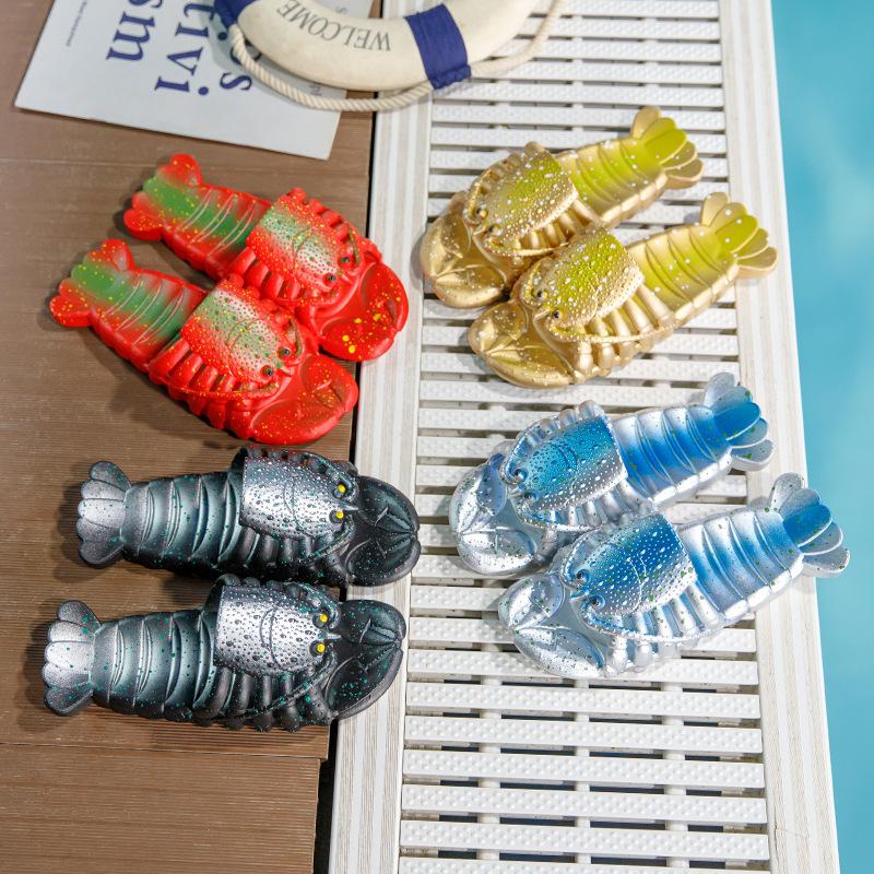 2025 Nové Kreativní Rozmarné Pantofle pro Pár Muž a Žena Kreslené Pantofle s Humrem K Vytvoření Podivných Rakových Plážových Bot