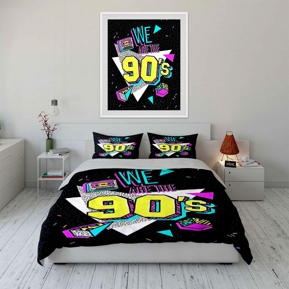 Cassette tapes and geometric shapes. Bedding sets Duvet cover sets Duvet covers Pillowcases(1 * Duvet Cover 2 * Pillowcases without duvet insert)