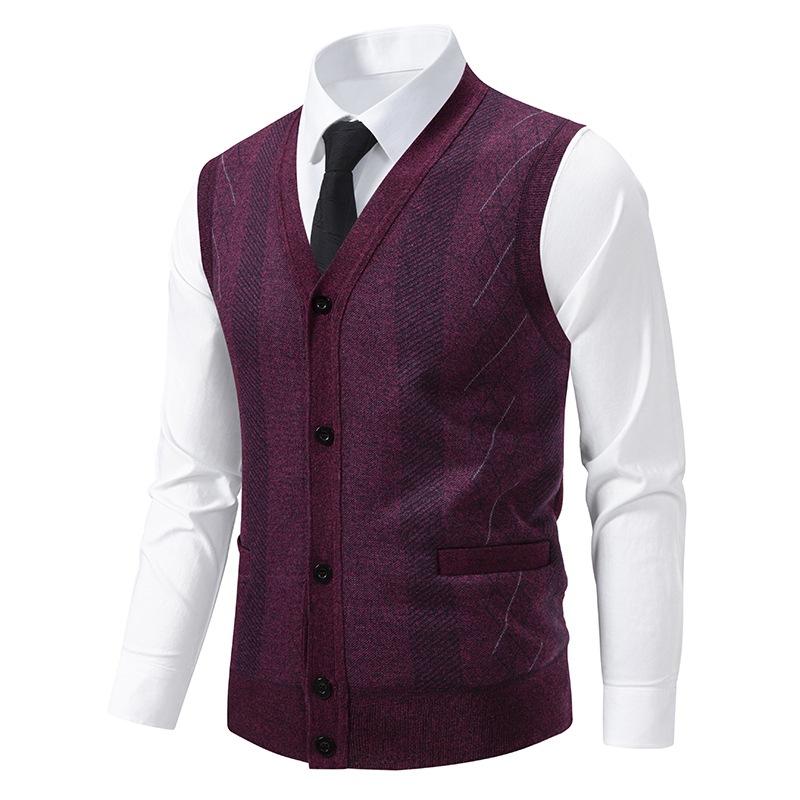 Men's Cardigan Sweater Vest Sleeveless Knit Top Slim Fit Warm Layering for Fall and Winter