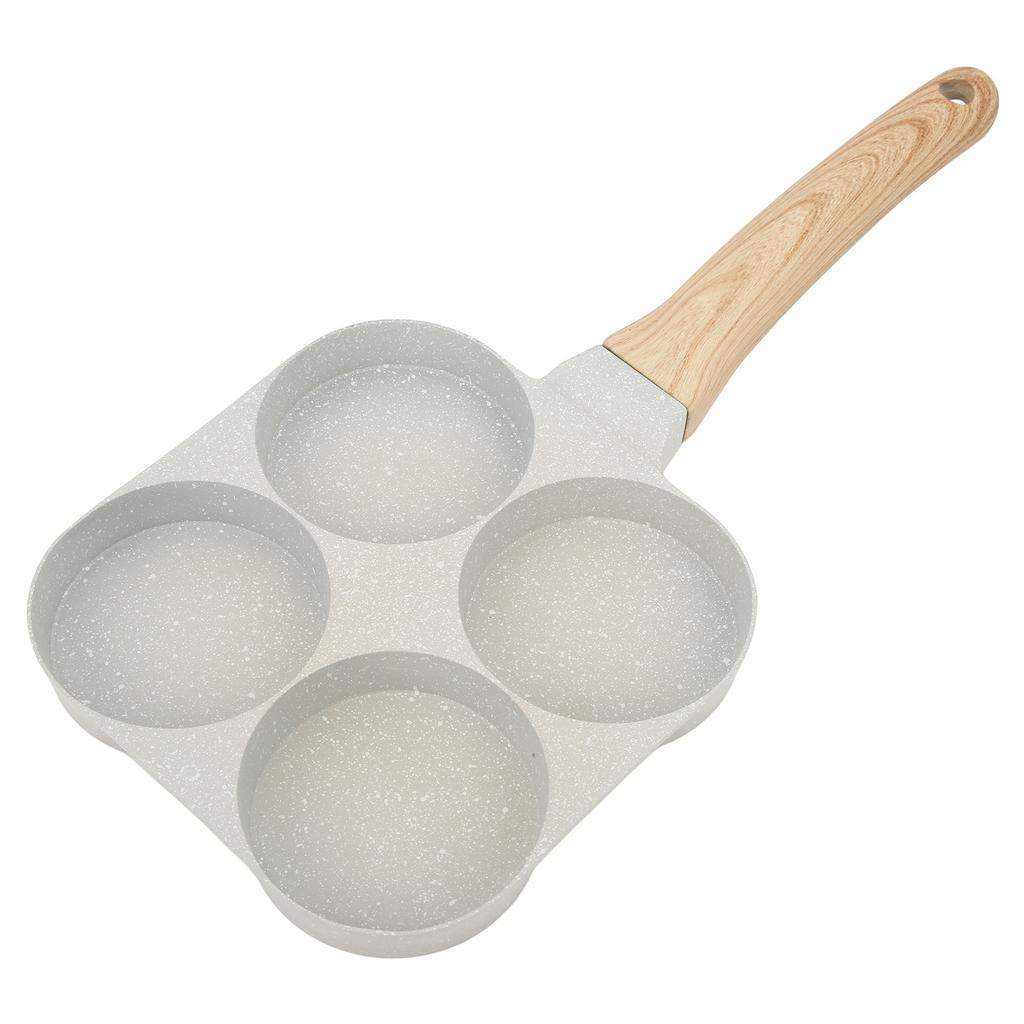 4 Hole Nonstick Egg Hamburger Frying Pan Mini 4 Cup Omelette Pan with Handle for Universal Flat Bottom Induction Cooker