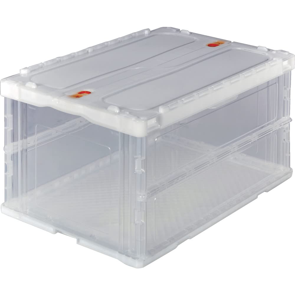 

TRUSCO Thin Foldable with Storage Container, 75L, Slide-Lock Lid, Transparent, TR-C75B-TM, Case/Box