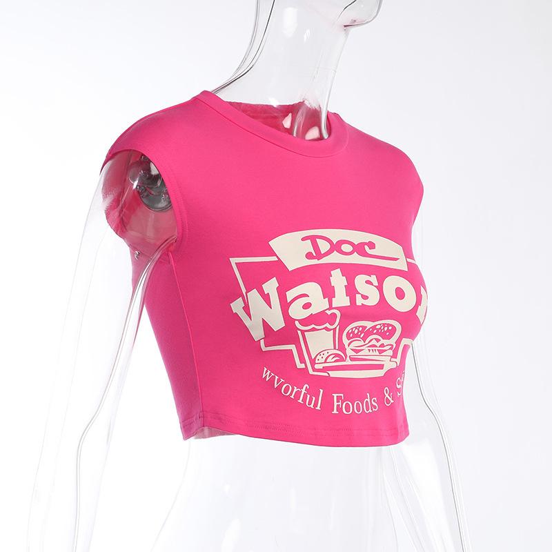 Y2K Letni nowy modny nadruk retro T-shirt z krótkim rękawem Seksowny, obcisły, nagi krótki top dla kobiet