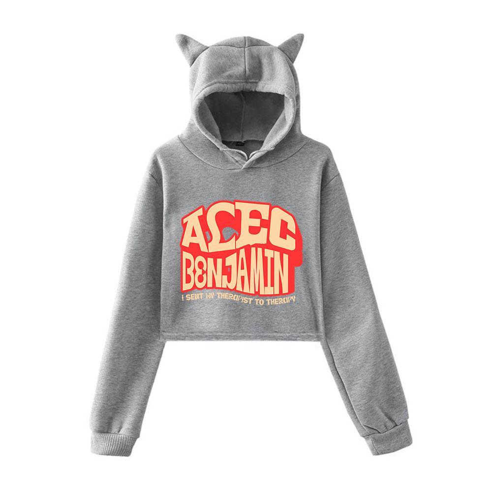 Alec Benjamin Pullover Girls Casual Cat Cropped Hoodies Female Long Sleeve Sweatshirts Crop Top Women's Hoodie Sexy Tops